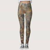 Filigree Bloemen Bloemen Bronzen Grijs Leggings (Voorkant)