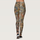 Filigree Bloemen Bloemen Bronzen Grijs Leggings (Achterkant)