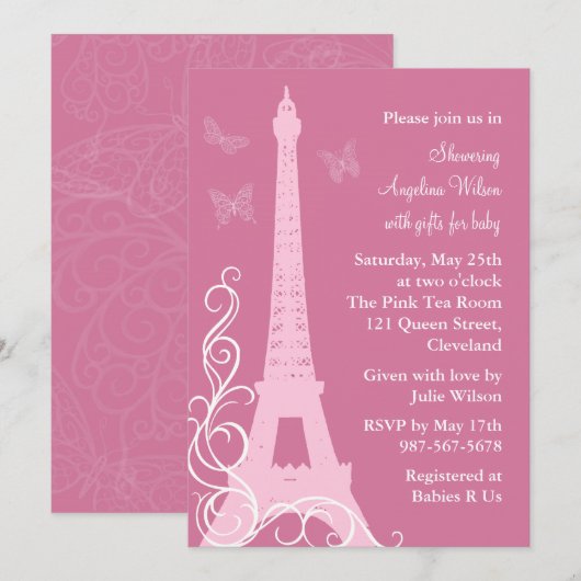 Filigree Butterflies in Parijs Kaart (Voorkant / Achterkant)