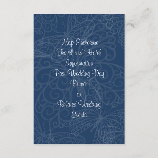 Filigree Butterfly-opnamekaart in het Blauwgroen Informatiekaartje (Voorkant)