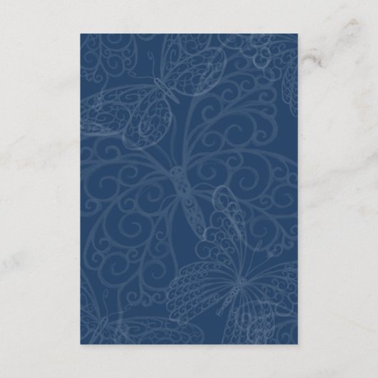 Filigree Butterfly-opnamekaart in het Blauwgroen Informatiekaartje (Achterkant)