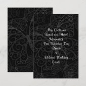 Filigree Butterfly-opnamekaart in zwart Informatiekaartje (Voorkant / Achterkant)