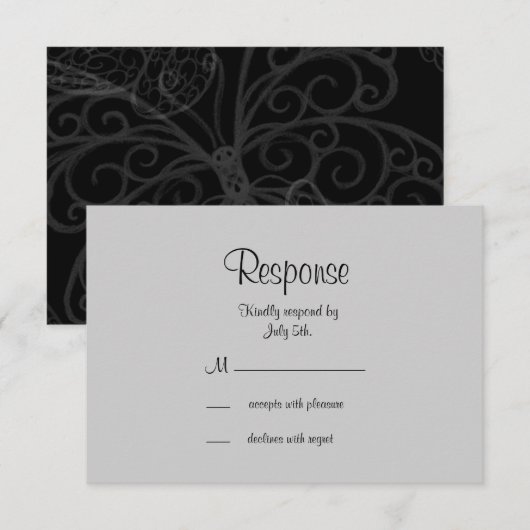 Filigree Butterfly RSVP in het zwart (Voorkant / Achterkant)
