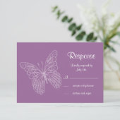 Filigree Butterfly RSVP in Paars Kaartje (Staand voorkant)