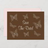 Filigree Butterfly Save the Date Briefkaart in Bro (Voorkant / Achterkant)