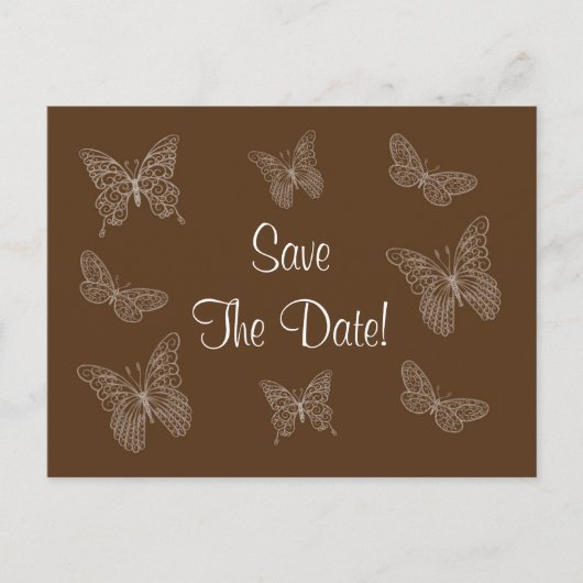 Filigree Butterfly Save the Date Briefkaart in Bro (Voorkant)