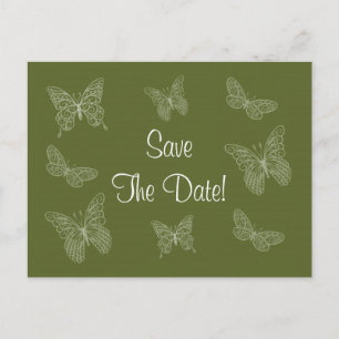 Filigree Butterfly Save the Date Briefkaart in Oli