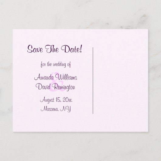 Filigree Butterfly Save the Date Briefkaart (Paars (Achterkant)