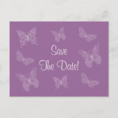 Filigree Butterfly Save the Date Briefkaart (Paars (Voorkant)