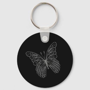 Filigree Butterfly Sleutelhanger in zwart