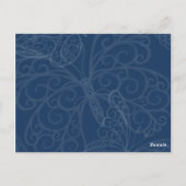 Filigree Butterfly Table Number (blauwgroen) Briefkaart (Achterkant)