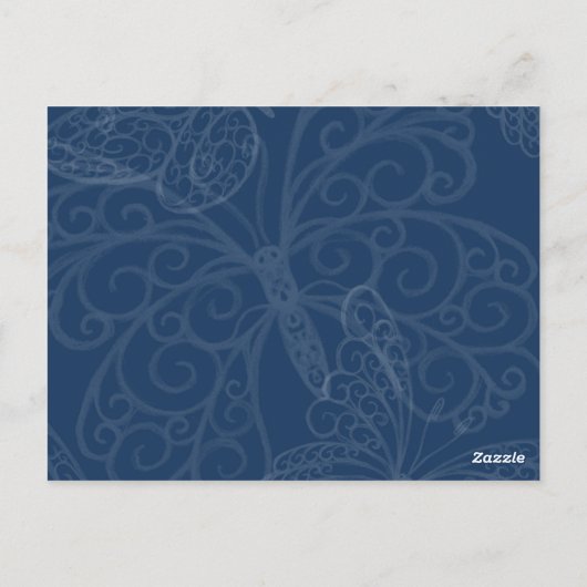 Filigree Butterfly Table Number (blauwgroen) Briefkaart (Achterkant)