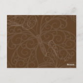 Filigree Butterfly Table Number (bruin) Briefkaart (Achterkant)