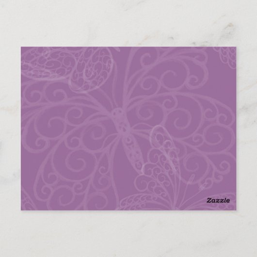 Filigree Butterfly Table Number (paars) Briefkaart (Achterkant)