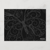 Filigree Butterfly Table Number (zwart) Briefkaart (Achterkant)
