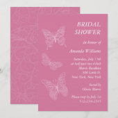 Filigree Butterfly Vrijgezellenfeest (roze) Kaart (Voorkant / Achterkant)