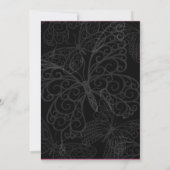 Filigree Butterfly Wedding Invitation in Black Kaart (Achterkant)