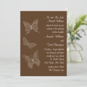 Filigree Butterfly Wedding Invitation in Brown Kaart (Staand voorkant)