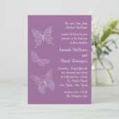 Filigree Butterfly Wedding Invitation in Paars Kaart (Staand voorkant)