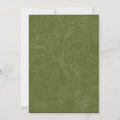 Filigree Butterfly Wedding Invitation Olive Green Kaart (Achterkant)