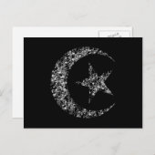 Filigree Crescent Moon and Star on Black Briefkaart (Voorkant / Achterkant)