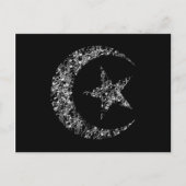 Filigree Crescent Moon and Star on Black Briefkaart (Voorkant)