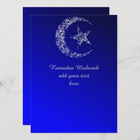 Filigree Crescent Moon en Star Invitation Kaart (Voorkant / Achterkant)