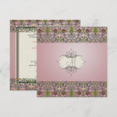 Filigree en Floral Vine/mauve roze Kaart (Voorkant / Achterkant)