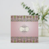 Filigree en Floral Vine/mauve roze Kaart (Staand voorkant)