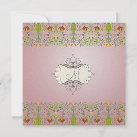 Filigree en Floral Vine/mauve roze Kaart (Voorkant)