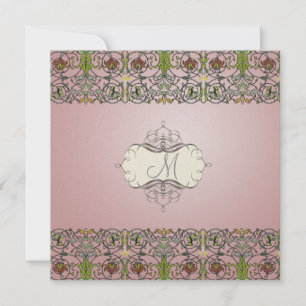Filigree en Floral Vine/mauve roze Kaart