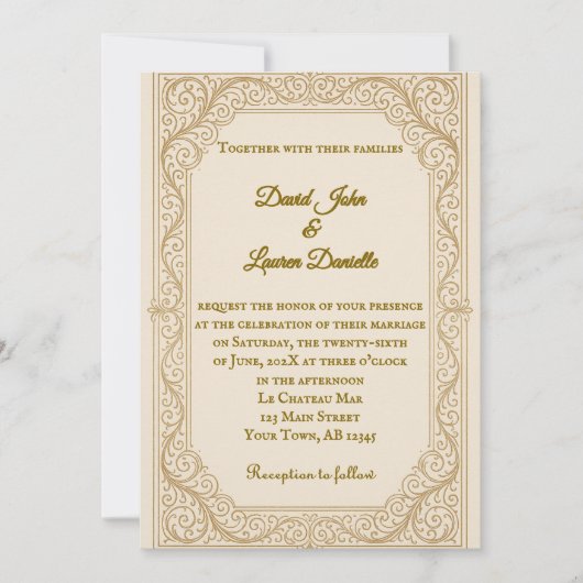 Filigree Fleur foto bruiloft uitnodiging (Voorkant)