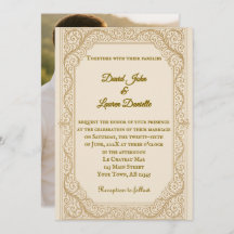 Filigree Fleur foto bruiloft uitnodiging