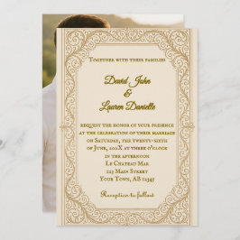 Filigree Fleur foto bruiloft uitnodiging