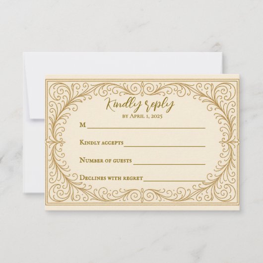 Filigree Fleur Wedding RSVP Card (Voorkant)