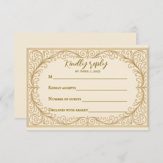 Filigree Fleur Wedding RSVP Card (Voorkant / Achterkant)