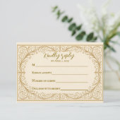 Filigree Fleur Wedding RSVP Card Kaartje (Staand voorkant)