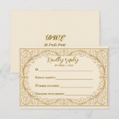 Filigree Fleur Wedding RSVP Card Kaartje (Voorkant / Achterkant)