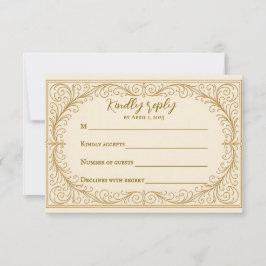 Filigree Fleur Wedding RSVP Card Kaartje