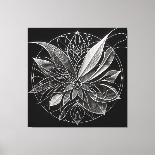 Filigree Floral Mandala Canvas Afdruk (Voorkant)