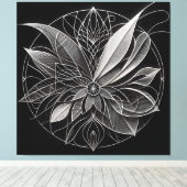 Filigree Floral Mandala Canvas Afdruk (Insitu (Houten vloer))