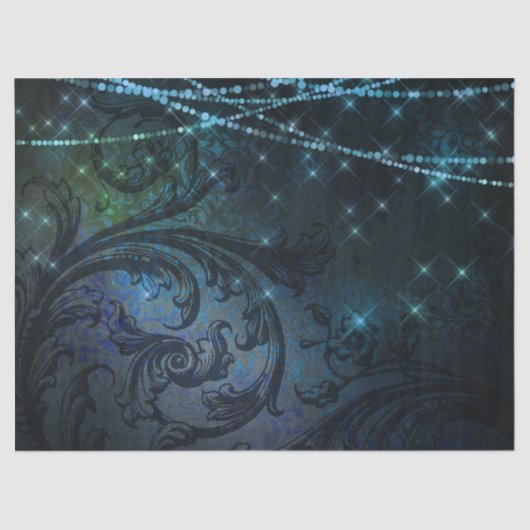 Filigree Flowers en Lichten op Donkere ontkoppelin Tissuepapier (Voorkant)