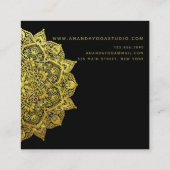  Filigree Gold Black Mandala Yoga Instructor Vierkante Visitekaartje (Achterkant)