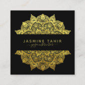  Filigree Gold Black Mandala Yoga Instructor Vierkante Visitekaartje (Voorkant)
