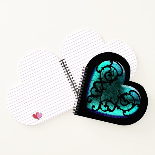 Filigree Goth Ijsblauw Hart Notitieboek (Binnen)
