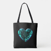 Filigree Goth Ijsblauw Hart Tote Bag (Achterkant)