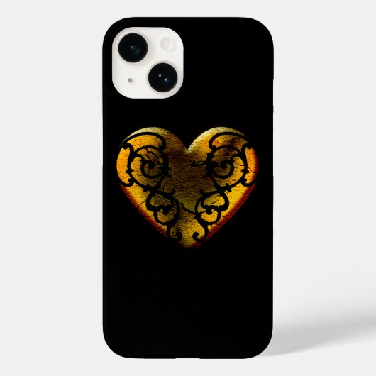 Filigree Gothic Gold Heart Case-Mate iPhone Case (Achterkant)