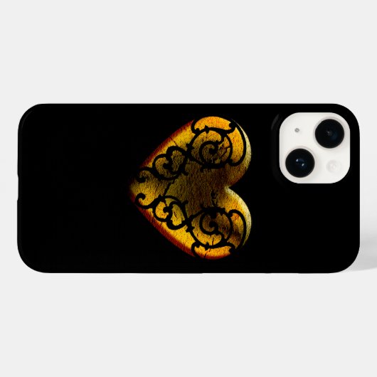 Filigree Gothic Gold Heart Case-Mate iPhone Case (Achterkant (horizontaal))