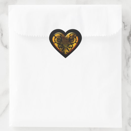 Filigree Gothic Gold Heart Hart Sticker (Tas)