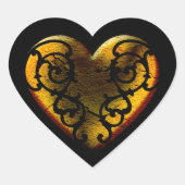 Filigree Gothic Gold Heart Hart Sticker (Voorkant)